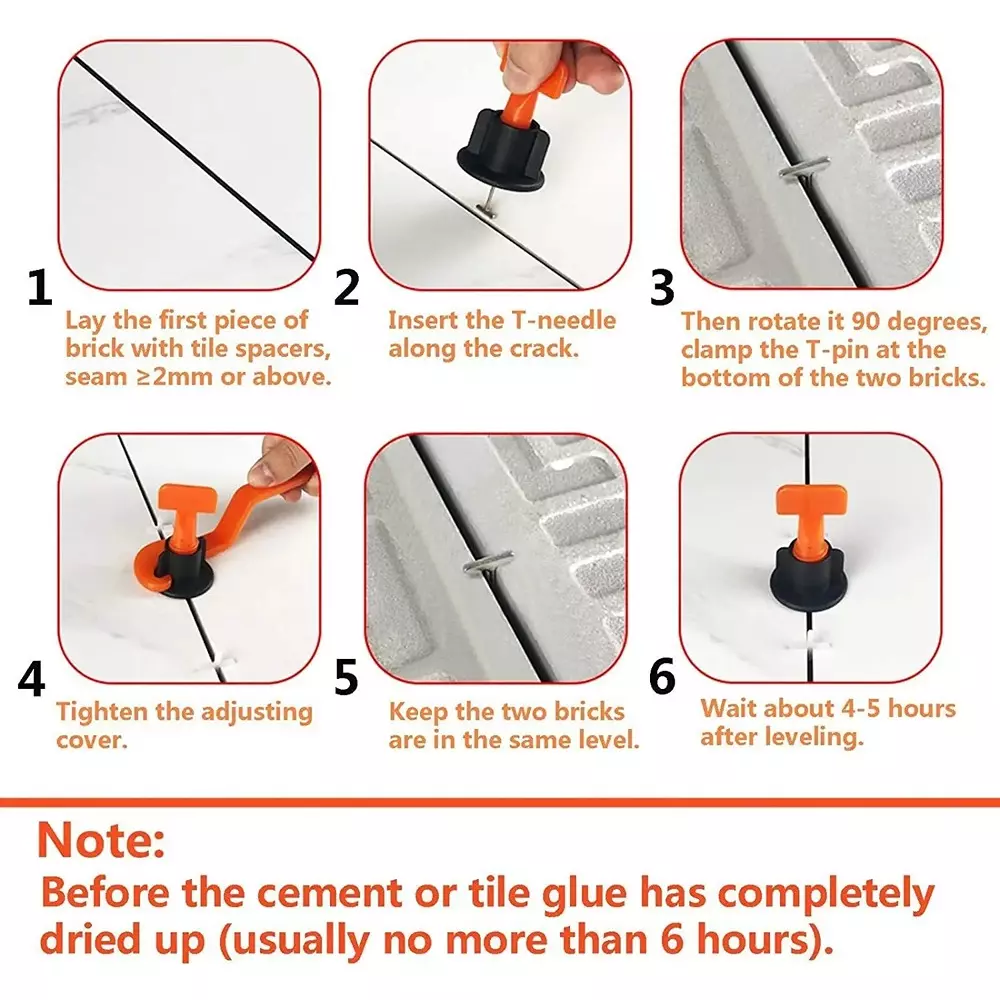 NIKTION 50 Pcs Tile Leveling System Kit Stainless Steel, Plastic For Home & Professional Use (Pack of 50)
