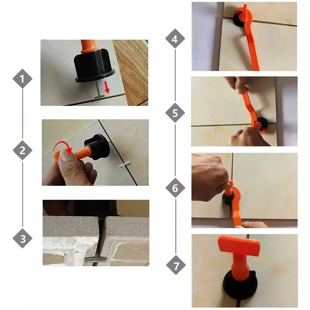 NIKTION 50 Pcs Tile Leveling System Kit Stainless Steel, Plastic For Home & Professional Use (Pack of 50)