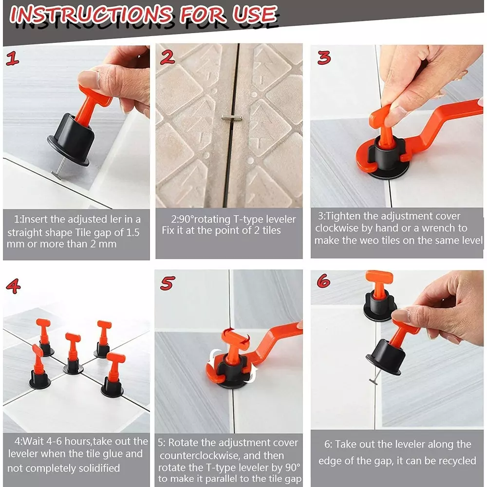 FLAMINGO ENTERPRISE 50 Pcs Reusable Tile Leveling System Kit with Leveler Needle 4 cm Non-Magnetic Multicolor, FM-372