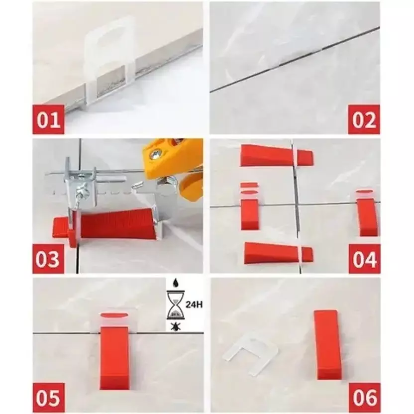 ToolsT 9.5 cm Tile Leveling System 200 Clips and 100 Wedges (Set of 300)