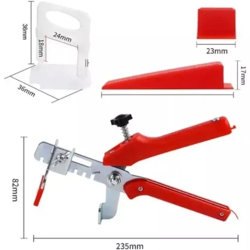 ToolsT 9.5 cm Tile Leveling System 200 Clips and 100 Wedges (Set of 300)