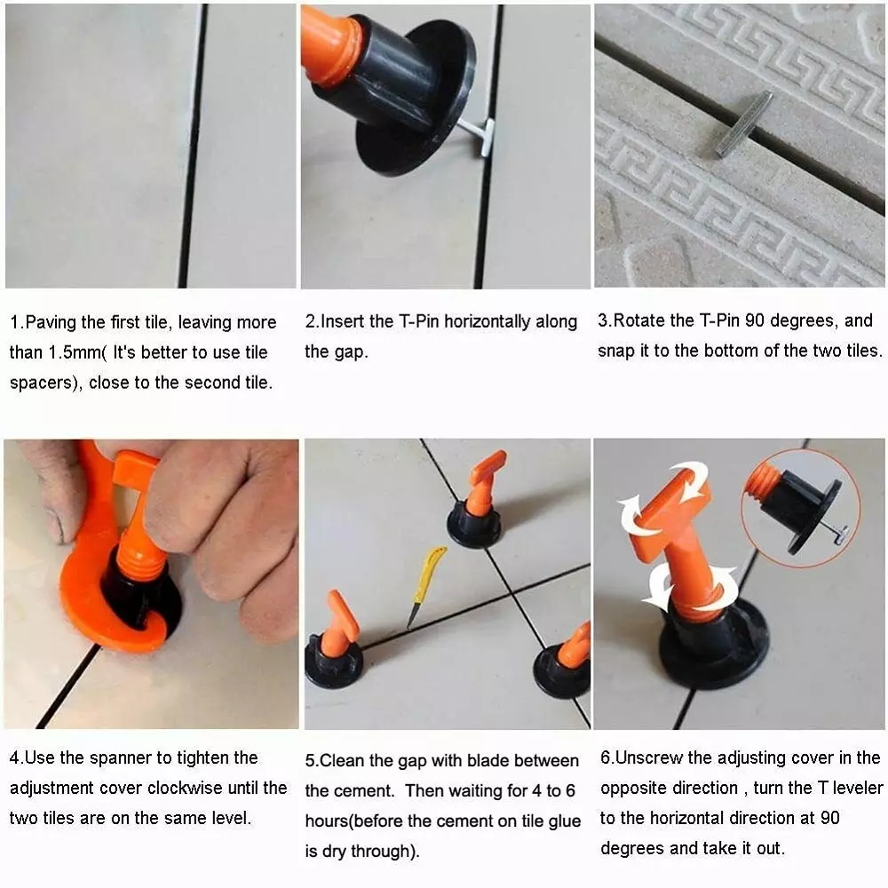 Ap Enterprise Tile Leveling System Kit 40 mm (4 cm) T Shaped Pins Fiber Red, Black (Pack of 50)
