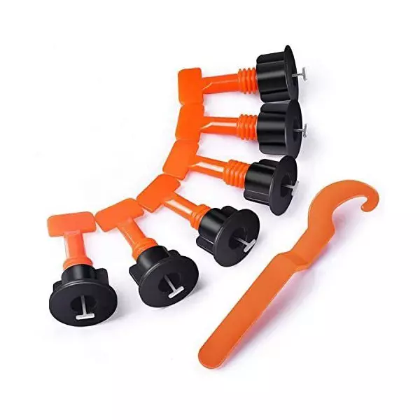 Catson 50 Pcs Tile Leveling System Kit & 1 Adjuster Tool Mason's Level Plastic Black & Orange 7 cm Length