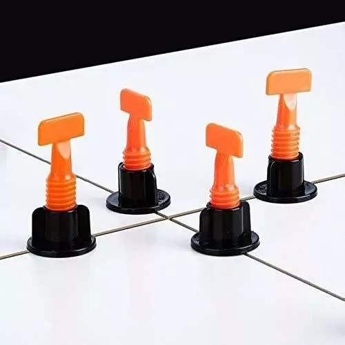 Catson 50 Pcs Tile Leveling System Kit & 1 Adjuster Tool Mason's Level Plastic Black & Orange 7 cm Length