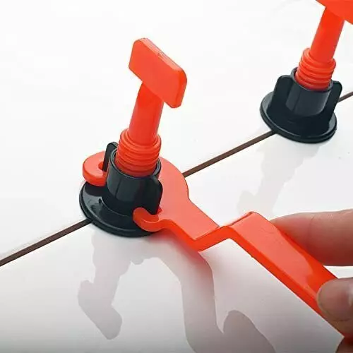 Catson 50 Pcs Tile Leveling System Kit & 1 Adjuster Tool Mason's Level Plastic Black & Orange 7 cm Length