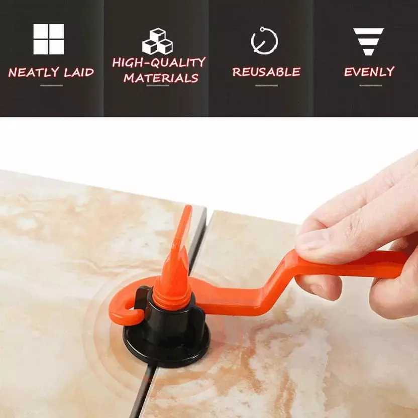Fairmate Tile Leveling System Leveler Needle Kit Plastic & Steel 4 cm Length Black & Red 22 mm Thickness Hand Grip for Home & Professional Use