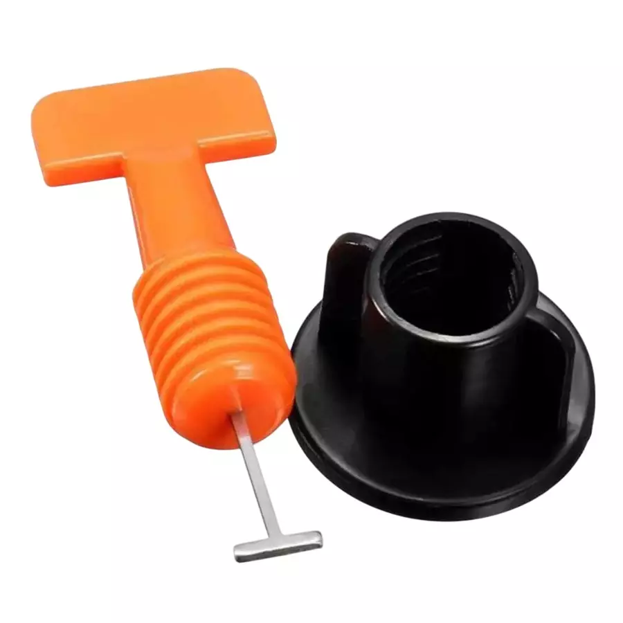 GENERIC Tile Levelling System Jack with Wrench Orange & Black Plastic Hand Grip for Home & Professional Use, (50 Pcs Jack, 1 Pc Wrench)