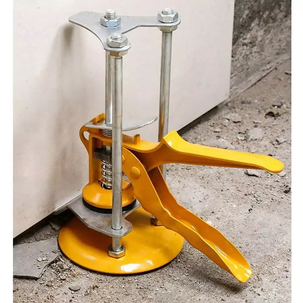 DISHATOOLS Tile Lifting Leveler Adjuster Positioner Yellow & Silver 22 cm Length Steel & Iron Hand Grip for Home & Professional Use