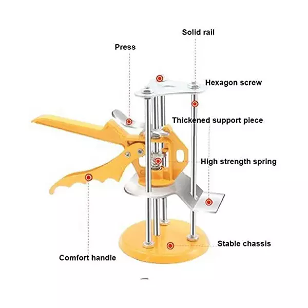 DISHATOOLS Tile Lifting Leveler Adjuster Positioner Yellow & Silver 22 cm Length Steel & Iron Hand Grip for Home & Professional Use