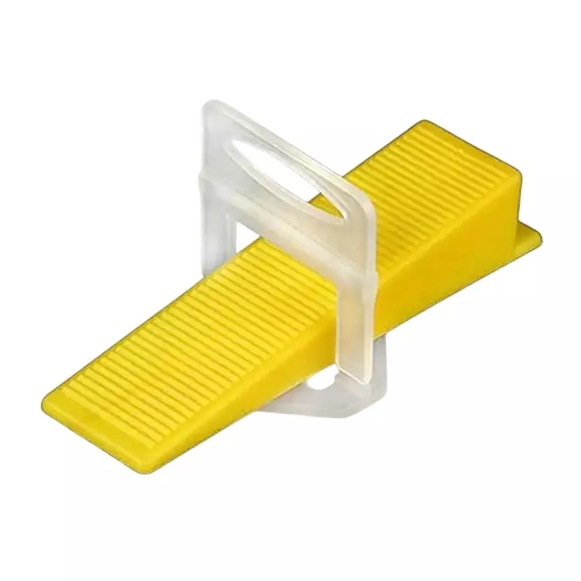 DISHATOOLS Tile Leveling System Kit 100 Wedges & 100 Clips Yellow & White Plastic for Home & Professional Use