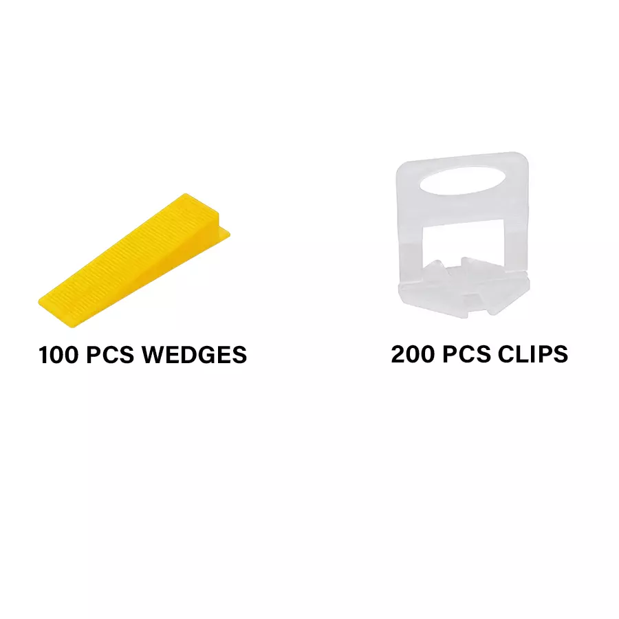 SUNELITE Tile Leveling Wedge and Clip Kit Plastic Hand Grip Yellow & White 2 mm Thickness 5 cm Length