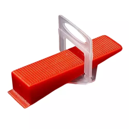 FLAMINGO ENTERPRISE Tile Leveler Kit 50 Pcs Wedge & 100 Clip Spacer 3 mm Durable Plastic Red & White 20 cm Length, FM-273