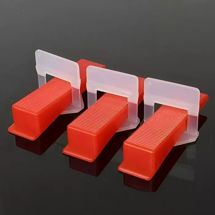 FLAMINGO ENTERPRISE Tile Leveler Kit 50 Pcs Wedge & 100 Clip Spacer 3 mm Durable Plastic Red & White 20 cm Length, FM-273