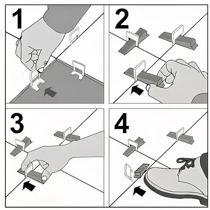FLAMINGO ENTERPRISE Tile Leveler Kit 50 Pcs Wedge & 100 Clip Spacer 3 mm Durable Plastic Red & White 20 cm Length, FM-273