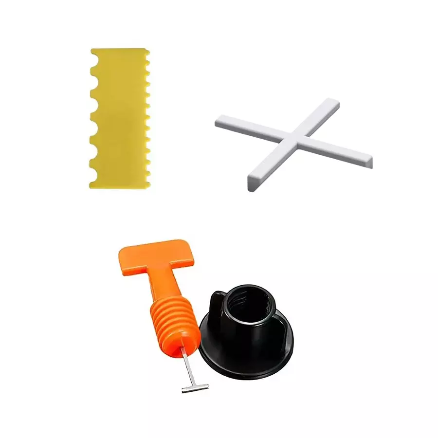 SUNELITE Tile Leveling System Jack With Tile Spacer Trowel Kit Polypropylene & Steel Hand Grip Orange & Black 3 mm (Spacer)