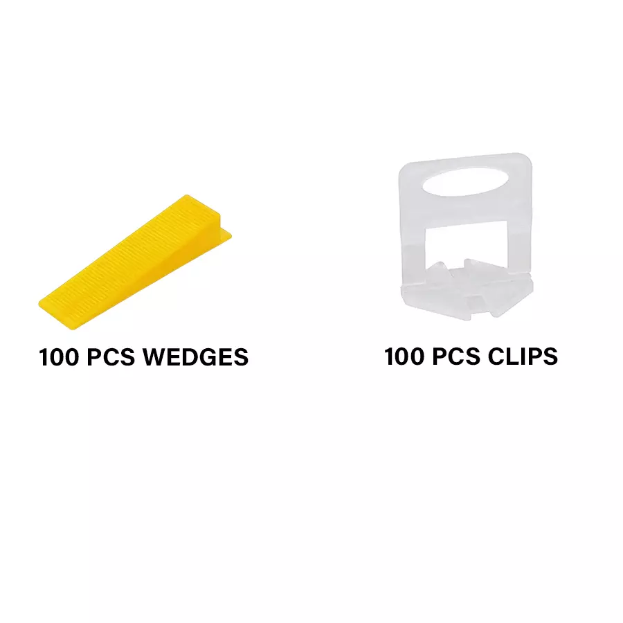 SUNELITE Tile Leveling Wedge and Clip Kit Plastic Hand Grip Yellow & White 4 mm (Clip) Thickness 11 cm Length