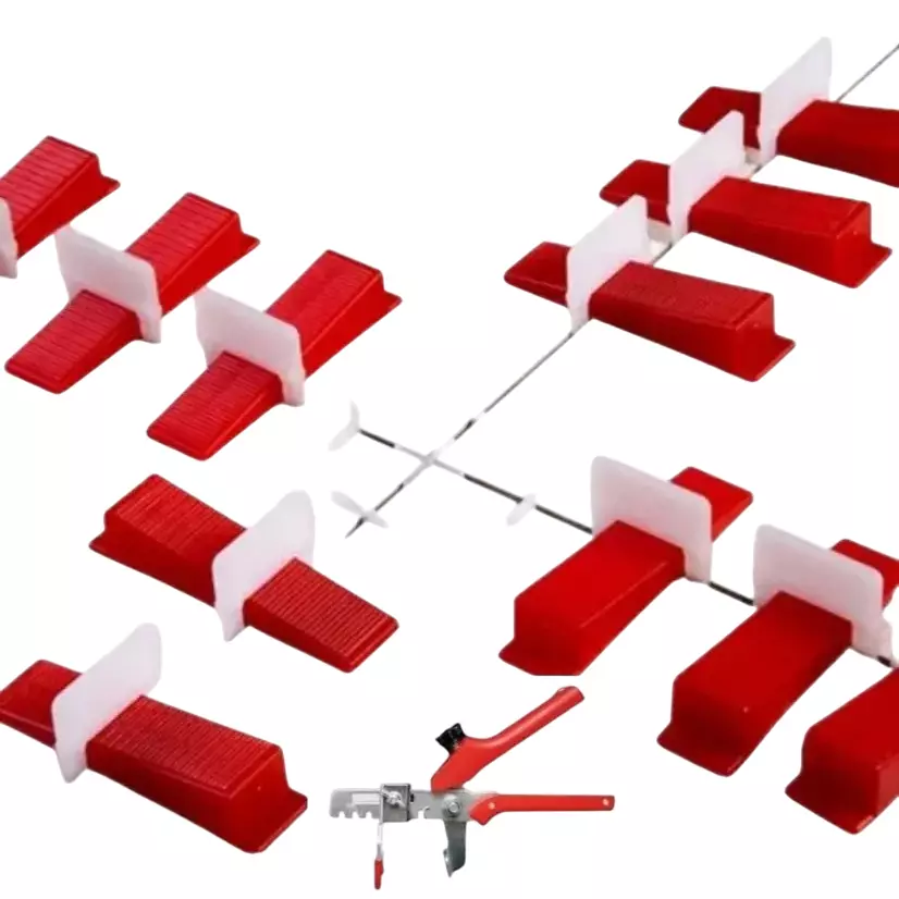 NEWHANDTOOLS Tile Levelling System Includes 100 Wedge, 100 Clips 3 mm, 1 Measurement Tape, 1 Tile Spacer Plier Length 7 cm