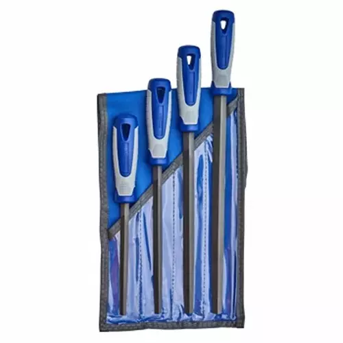 Blue-Point 4 Pcs 2nd Cut Half Round File Set with Tough, Durable HSS Bi-Material Handle, BLFHRS4