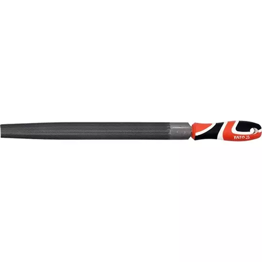 Yato 300 mm Length Steel File Semicircular Tapered #1 Rasp Depth and PP, TPR Handle for Working on Metals, YT-62261