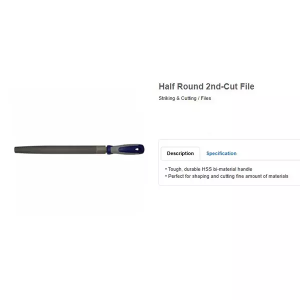 blue-point-8-inch-2032-mm-2nd-cut-half-round-file-with-tough-durable-hss-bi-material-handle-blfhs8