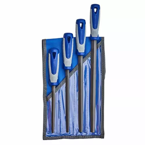 Blue-Point 4 Pcs 1st Cut Coarse Flat File Set with Tough, Durable HSS Bi-Material Handle, BLFF1S4