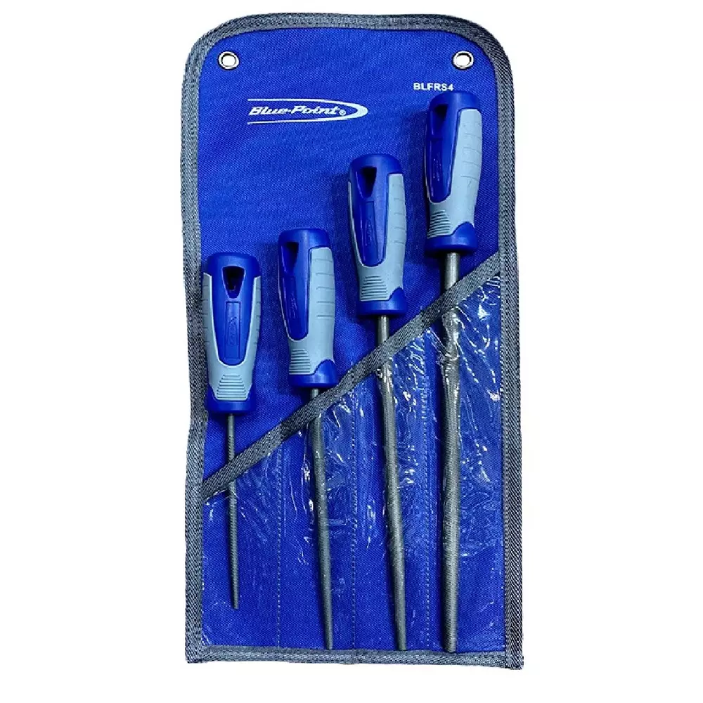 Blue-Point 4 Pcs Round File Set with Tough, Durable HSS Bi-Material Handle and Alloy Steel Body, BLFRS4
