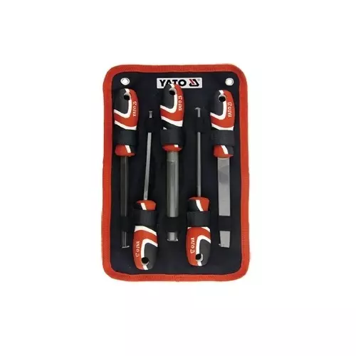 Yato Mix Type Hand File Set 1 Cut T12 Steel Black & Red 150 mm Length, YT-62391 (Set of 5)