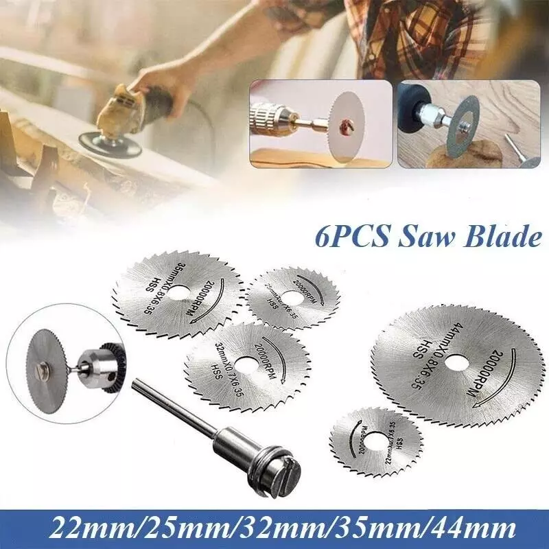 DY TOOLS Mini Circular Saw Disc High Speed Steel 3.2 mm Shank Size (Pack of 6)