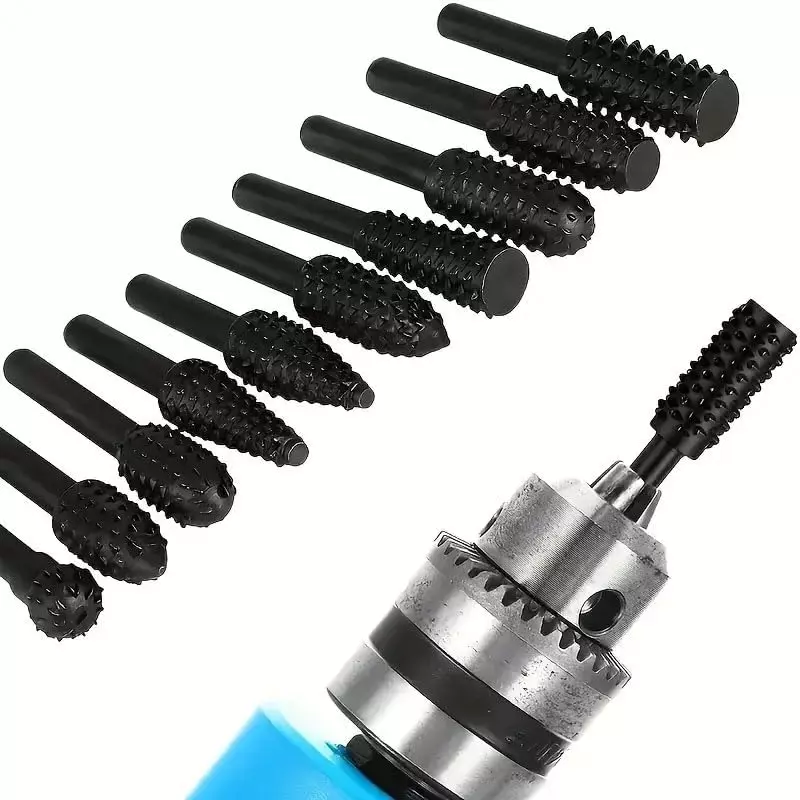 DY TOOLS Rotary Rasp File Set Alloy Steel Round Shank 6.35 mm (Pack of 10)
