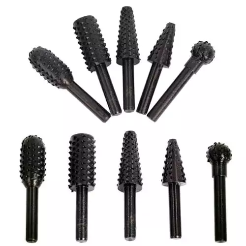 DY TOOLS Rotary Rasp File Set Alloy Steel Round Shank 6.35 mm (Pack of 10)