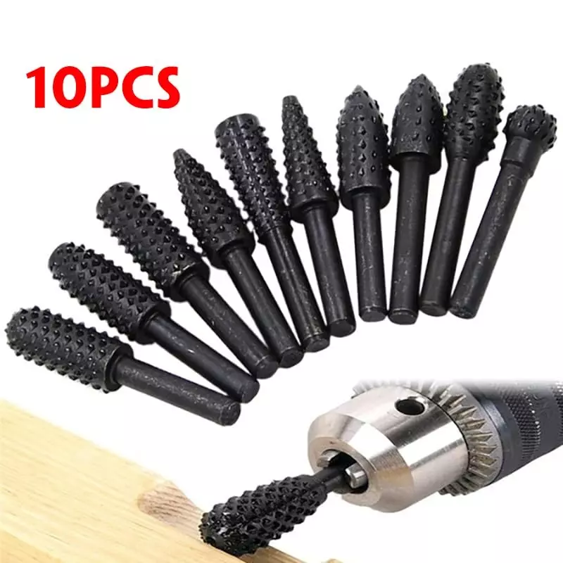 DY TOOLS Wood Carving File Rasp Alloy Steel Round Shank 6 mm (Pack of 10)