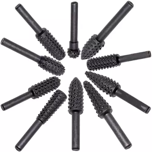 DY TOOLS Wood Carving File Rasp Alloy Steel Round Shank 6 mm (Pack of 10)