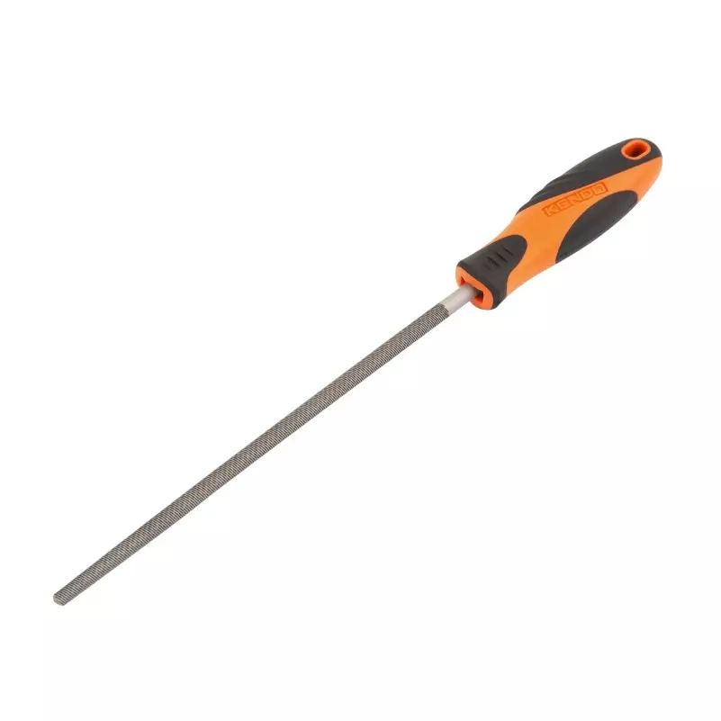 Kendo 200 mm 2nd Cut Orange & Black Steel Round File, 30123