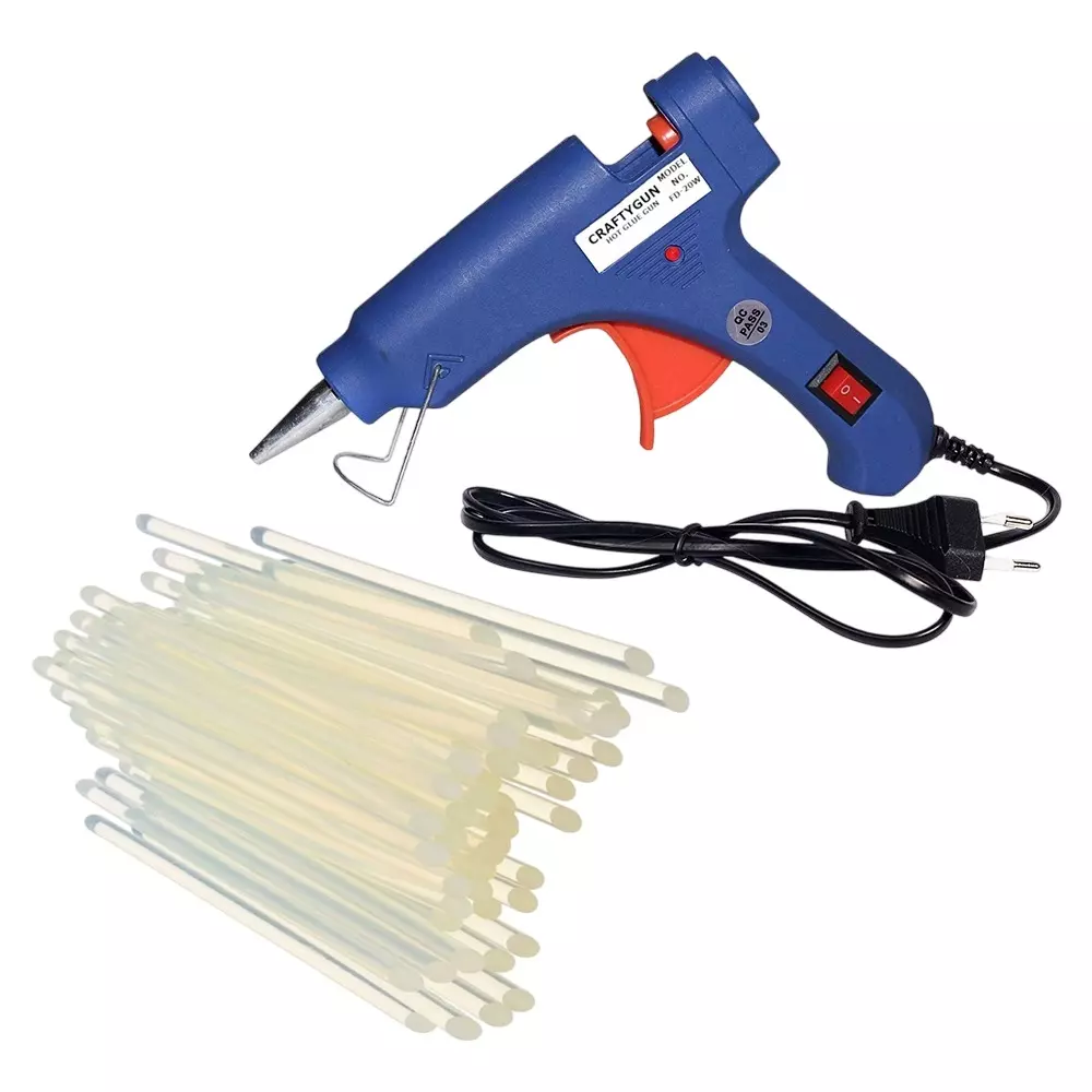 CRAFTYGUN 20 W Glue Gun with 40 Sticks ON OFF Switch & Indicator 7 mm Stick Diameter Blue, SH_BLMINI-20WWT-40-ST