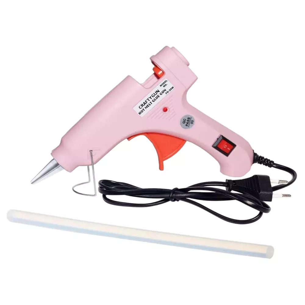 CRAFTYGUN 20 W Glue Gun with 1 Stick ON OFF Switch & Indicator 7 mm Stick Diameter Pink, SH_(PINK)MINI-20WWT-1-ST