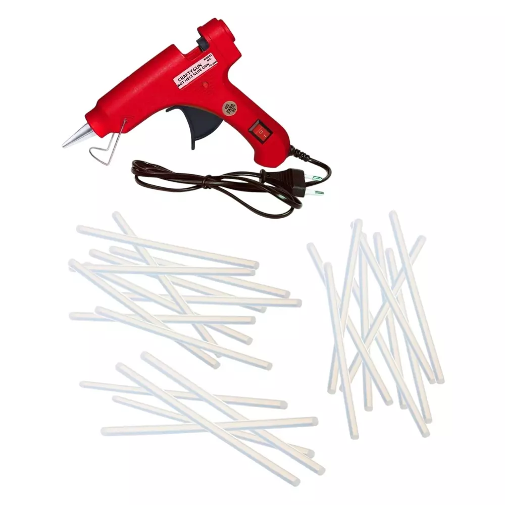 CRAFTYGUN 20 W Glue Gun with 25 Sticks ON OFF Switch & Indicator 7 mm Stick Diameter Red, SH_(RED)MINI-20WWT-25-ST