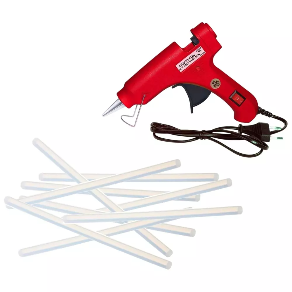 CRAFTYGUN 20 W Glue Gun with Sticks ON OFF Switch & Indicator 7 mm Stick Diameter Red