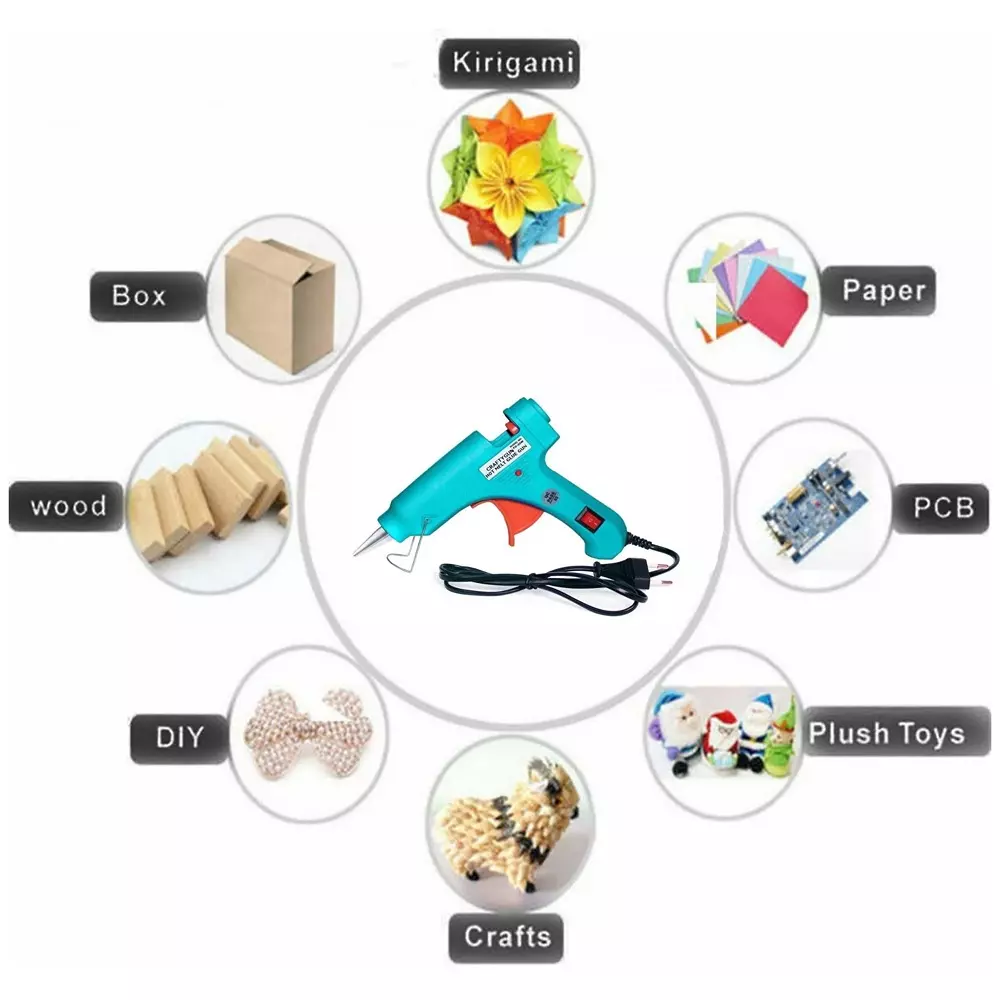 CRAFTYGUN 20 W Standard Temperature Mini Glue Gun with 9 Sticks Turquoise 7 mm Stick Diameter, TURQISS--MINI-9-STKKS-20WT