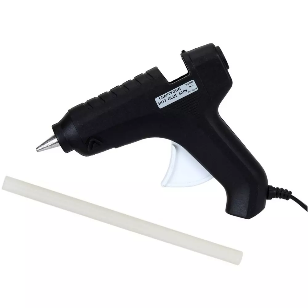 CRAFTYGUN 40 W Standard Temperature Hot Glue Gun with 1 Stick Black 11 mm Stick Dia., BLACK40-WT-CRAFTYGUN-1ST