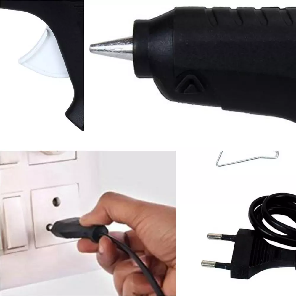 CRAFTYGUN 40 W Standard Temperature Hot Glue Gun with 1 Stick Black 11 mm Stick Dia., BLACK40-WT-CRAFTYGUN-1ST