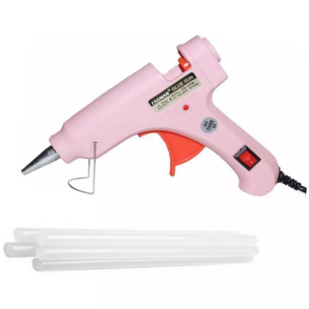 Fadman 20 W Hot Melt Mini Glue Gun with 5 Stick Pink 7 mm Stick Dia., SH_117-Pinkmini-20wt-5-St