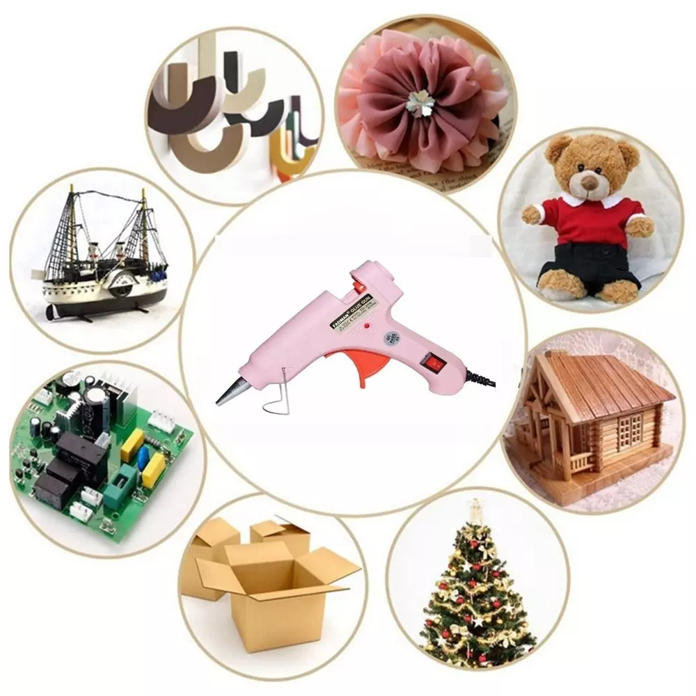 Fadman 20 W Hot Melt Mini Glue Gun with 5 Stick Pink 7 mm Stick Dia., SH_117-Pinkmini-20wt-5-St