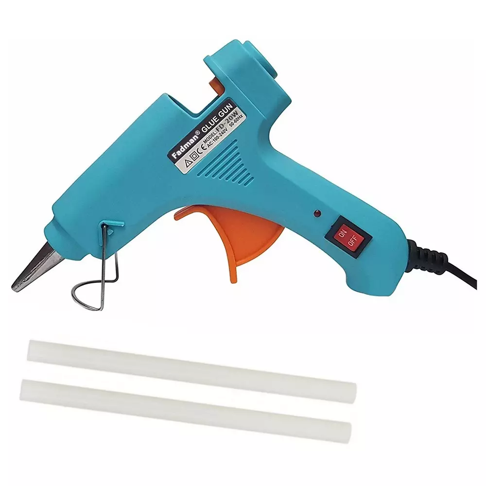 Fadman 20 W Standard Temperature Hot Melt Mini Glue Gun with 2 Stick Turquoise 7 mm Stick Dia., 66-Turquoisemini-20wt-2-St
