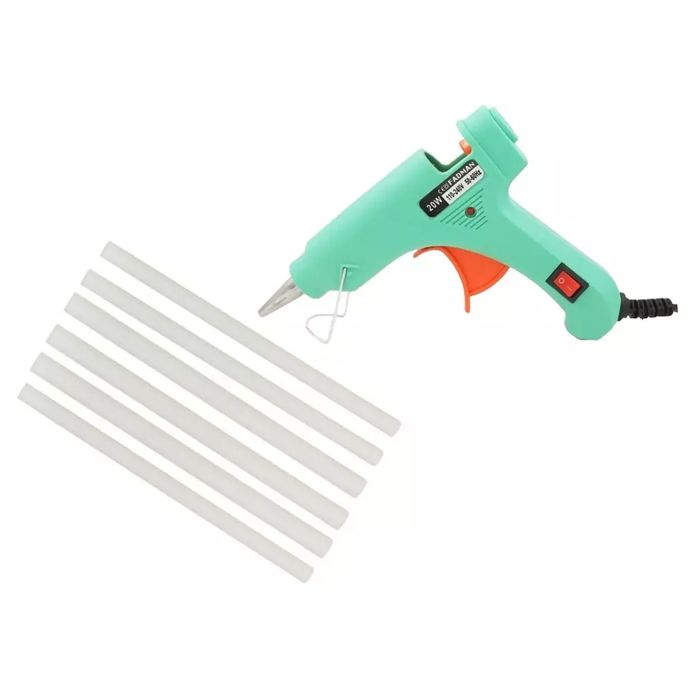 Fadman 20 W Standard Temperature Hot Melt Mini Glue Gun with 6 Stick Turquoise 7 mm Stick Dia., 0057-TURQUOISEMINI20WT-6ST