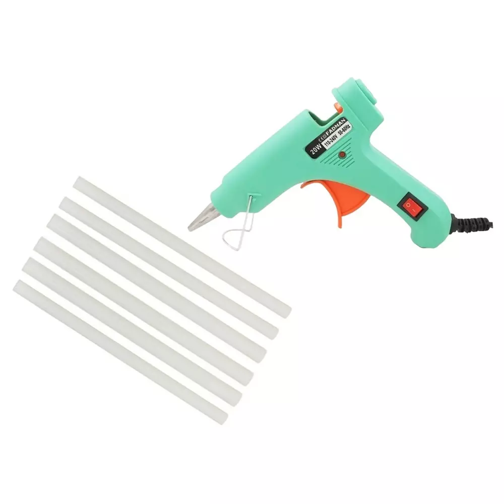Fadman 20 W Hot Melt Mini Glue Gun with 6 Stick Turquoise 7 mm Stick Dia., SH_0057-TURQUOISEMINI20WT-6ST