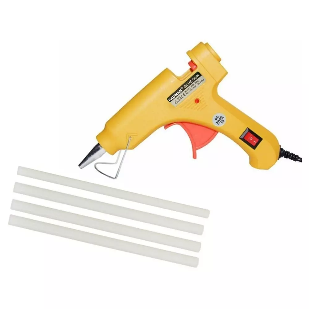 Fadman 20 W Hot Melt Mini Glue Gun with 4 Stick Yellow 7 mm Stick Dia., SH_20-Yellowmini-20wt-4-St