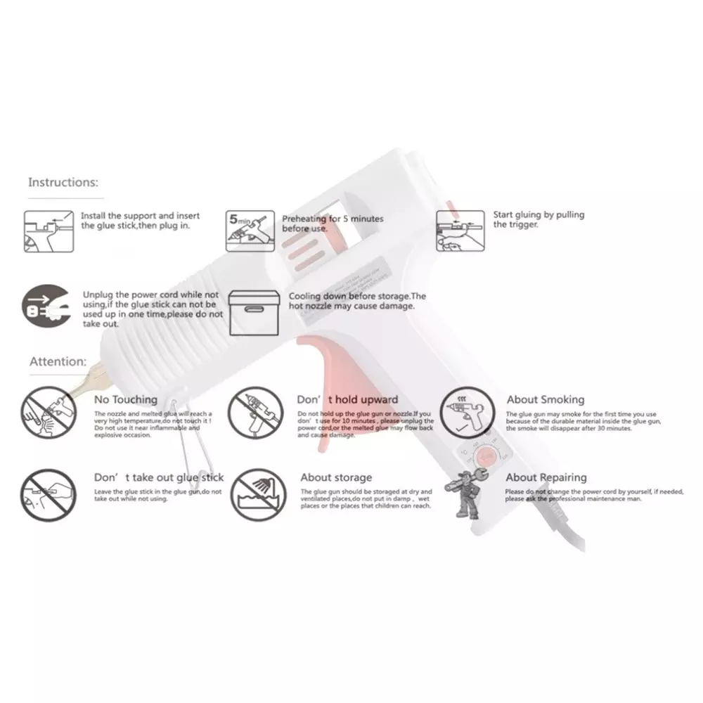 craftygun-150-w-crown-or-max-hot-melt-glue-gun-with-40-sticks-adjustable-temperature-white-11-mm-stick-dia-crafty-white150w-40-st