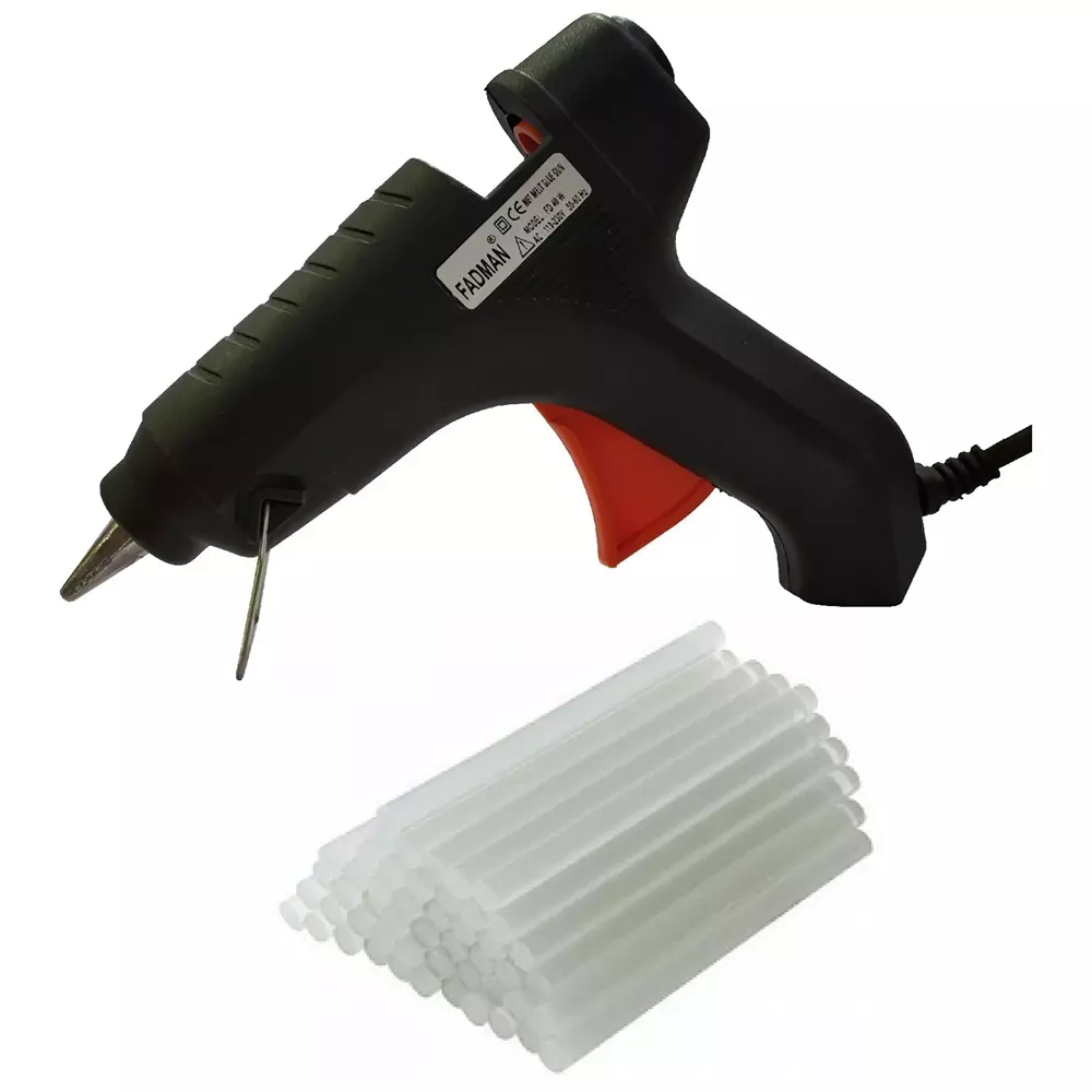 Fadman 40 W Hot Melt Glue Gun with 25 Sticks Black 11 mm Stick Dia., SH_40WATT-NEWBLACK-RED-TRIGGER-(25STCKS)