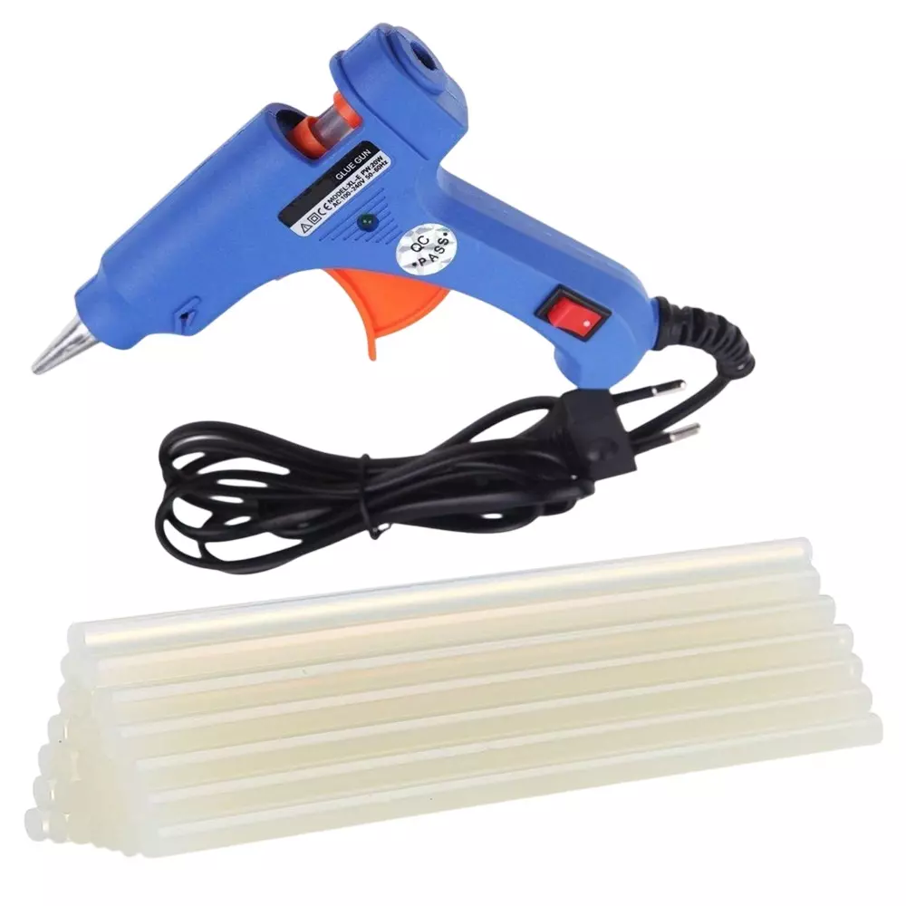 Fadman 20 W Hot Melt Mini Glue Gun with 10 Sticks Standard Temperature Blue 7 mm Stick Dia., FADMANBLUEMINI20WT10ST