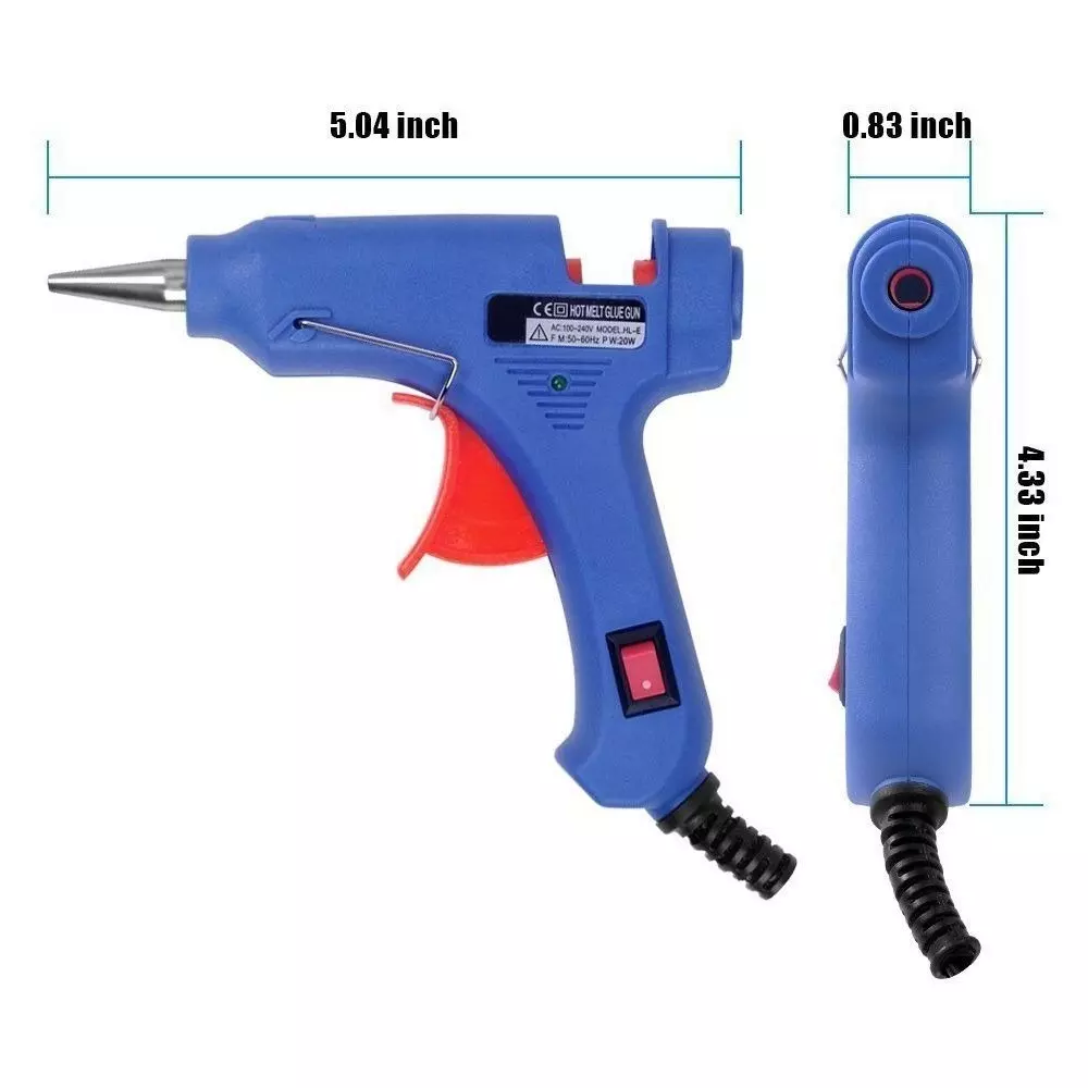 Fadman 20 W Hot Melt Mini Glue Gun with 10 Sticks Standard Temperature Blue 7 mm Stick Dia., FADMANBLUEMINI20WT10ST